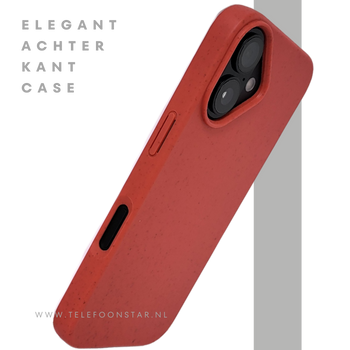 iPhone 16 hoesje rood eco-vriendelijk bioplastic schokbestendige cover