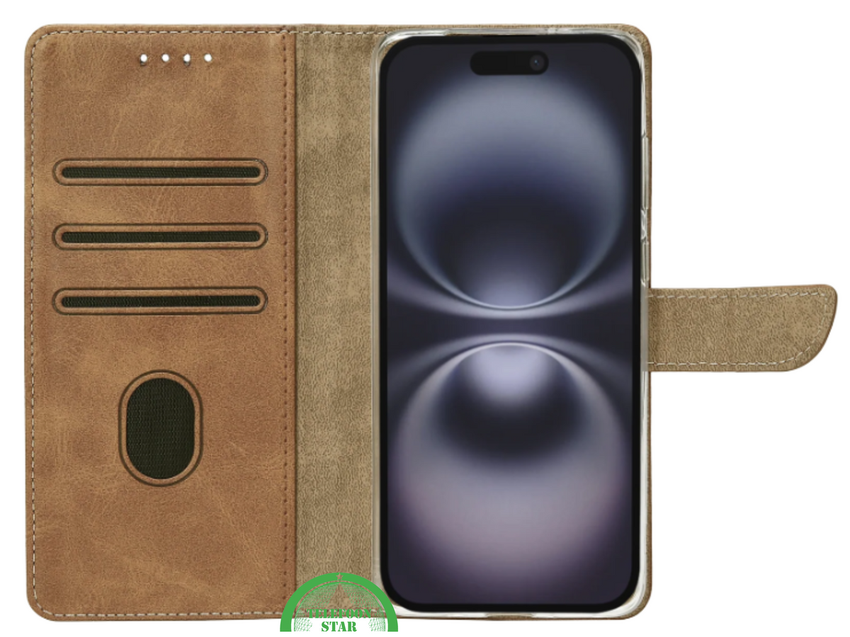 iPhone 17 Air Bookcase Hoesje Bruin – Wallet Case met Pasjeshouder & Standfunctie