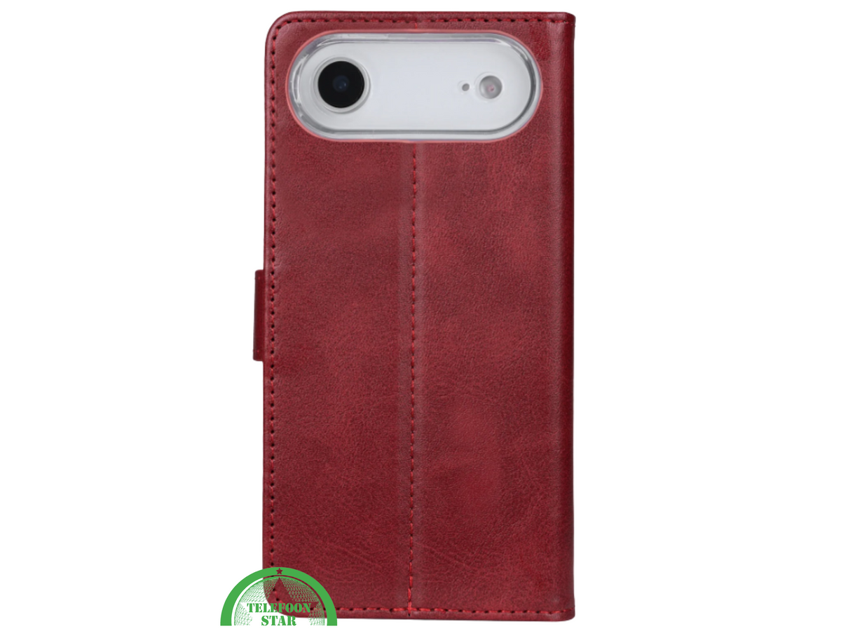 iPhone 17 Air Bookcase Hoesje Rood - Wallet Case met Standfunctie & Pasjeshouder