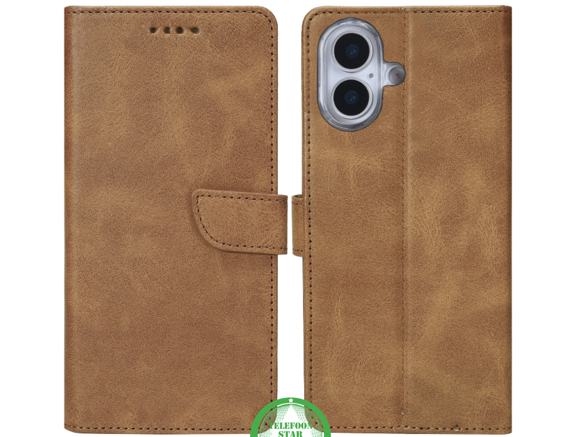 iPhone 17 Bookcase Hoesje Bruin – Standfunctie & Kaartvakjes
