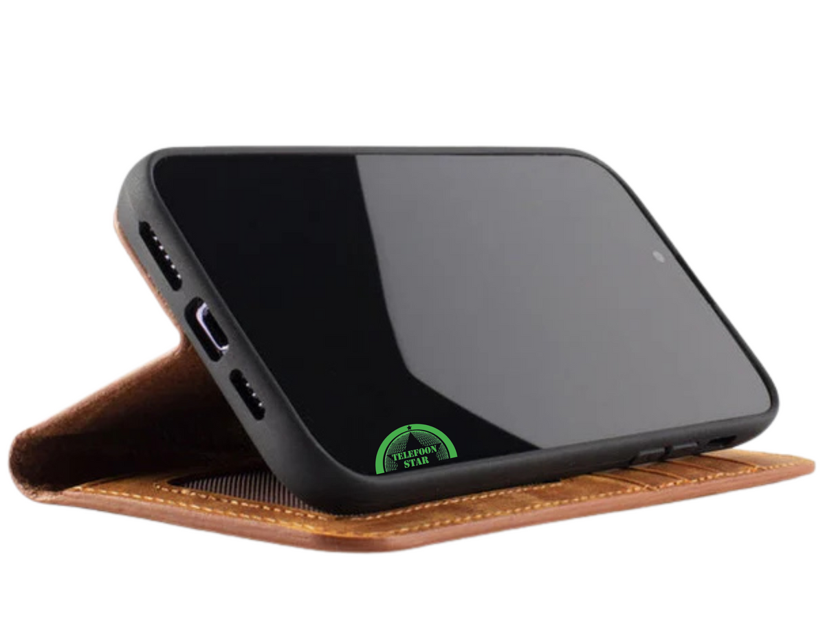 2-in-1 Luxe Bookcase Hoesje Bruin – Magnetisch iPhone Hoesje