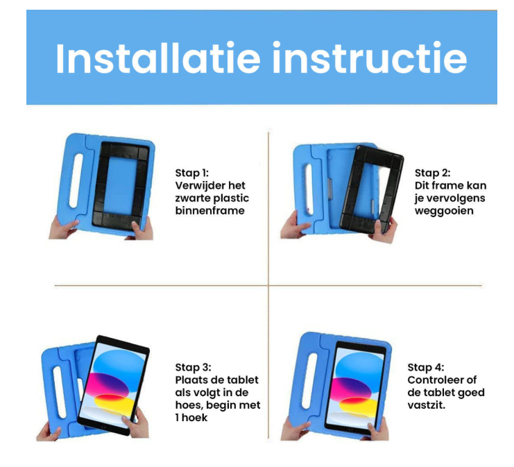 Stevige iPad Kids Hoes Blauw – met handvat en kickstand