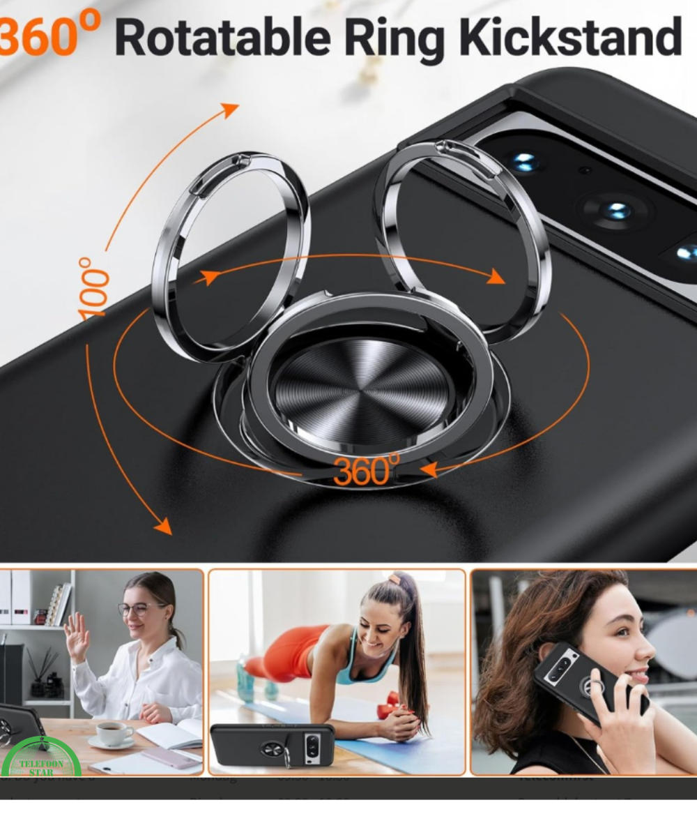 Hoesje voor Google Pixel 8 Zwart Anti-Drop Ring Armor