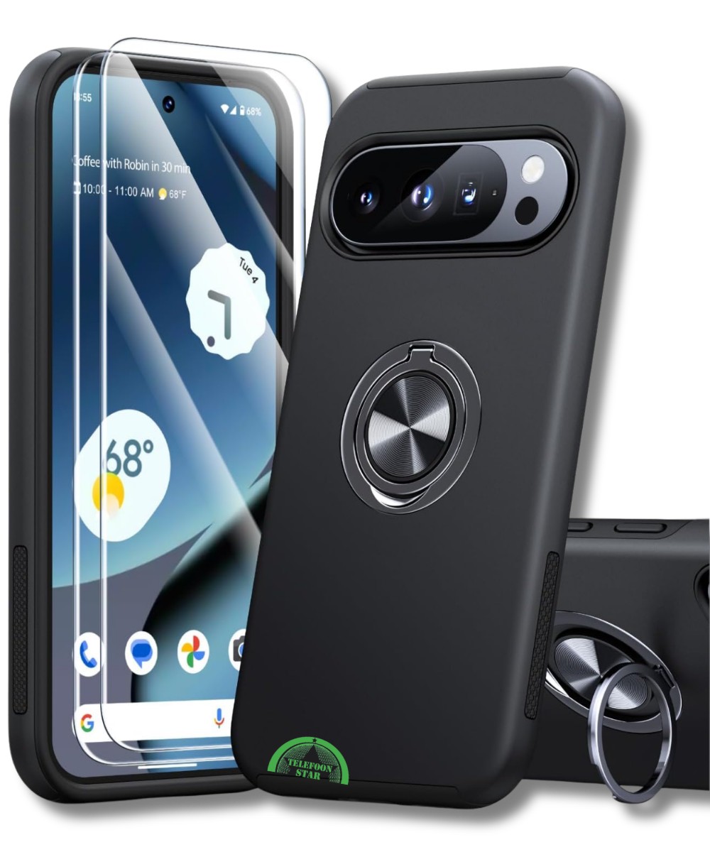 Hoesje voor Google Pixel 8 Zwart Anti-Drop Ring Armor