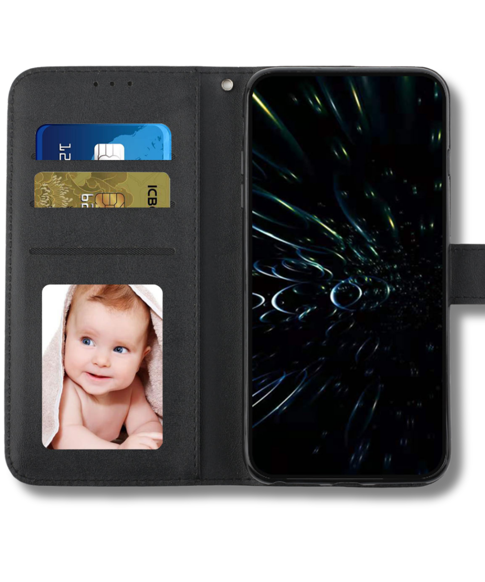 Nothing Phone 4a Zwart Wallet Hoesje met Standaardfunctie 360 graden volledige bescherming