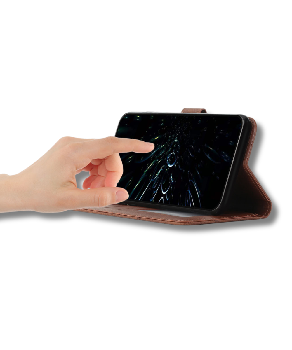 Nothing Phone 4a Pro Bruin Wallet Hoesje met Standaardfunctie 360 graden volledige bescherming