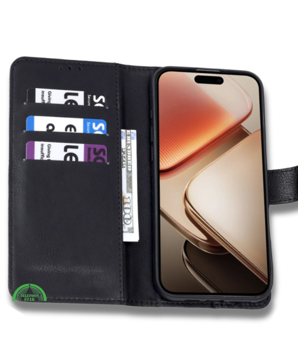 Hoesje voor OnePlus 15R Zwart Bookcase Kunstleer met Pasjeshouder