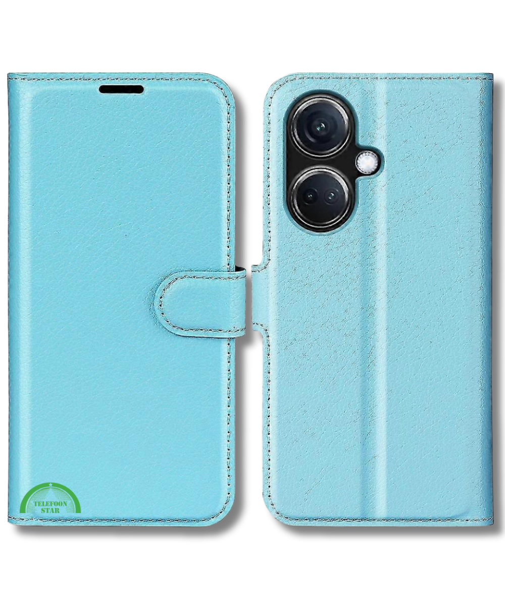 Hoesje voor Oppo A58 4G Lichtblauw Bookcase Premium kunstleer volledig