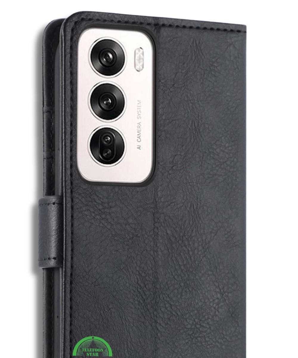 Bookcase Oppo Reno 12 5G Zwart Stijlvolle Bescherming