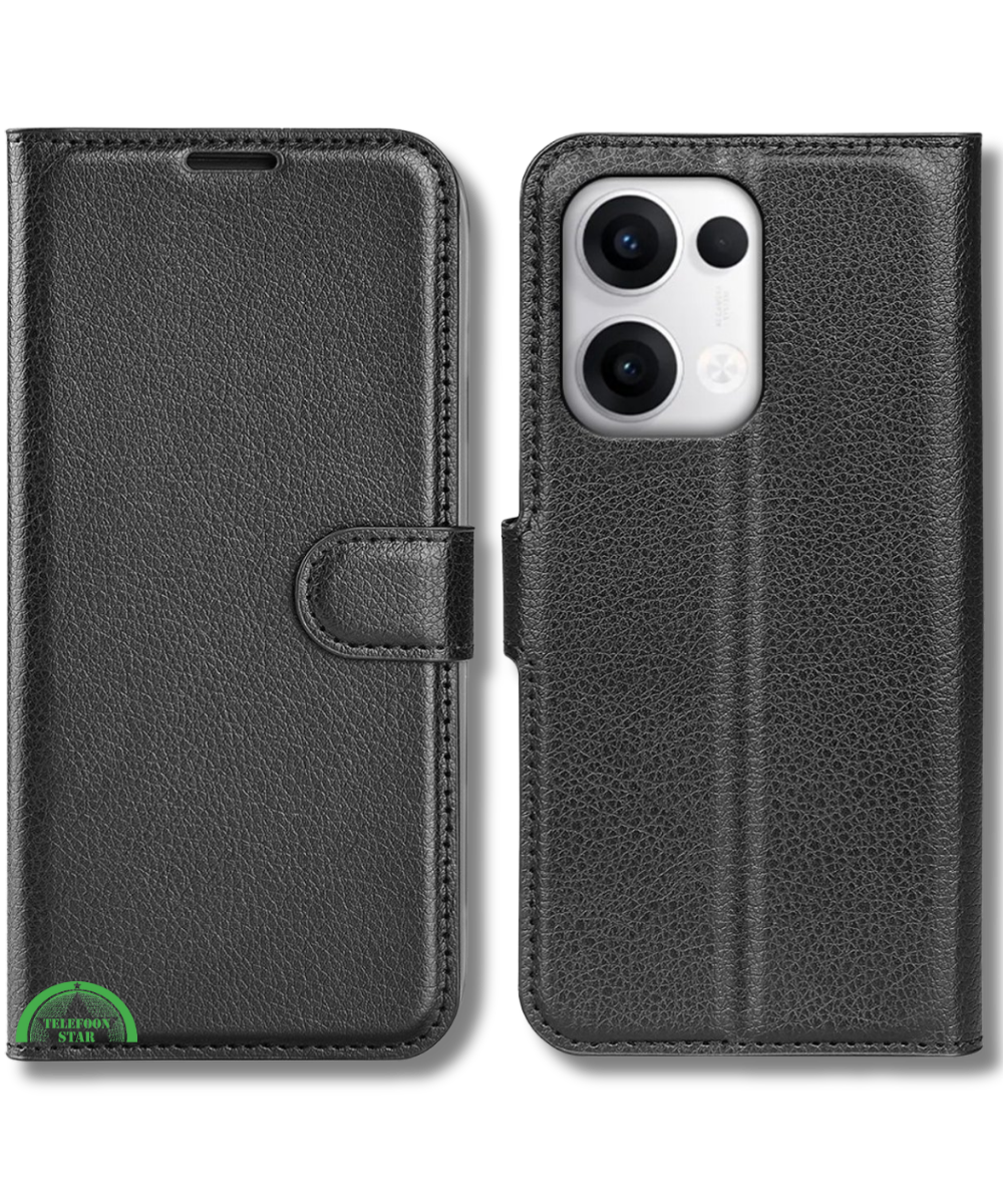 Hoesje voor Oppo Reno 13 Pro Zwart Bookcase Premium kunstleer volledig