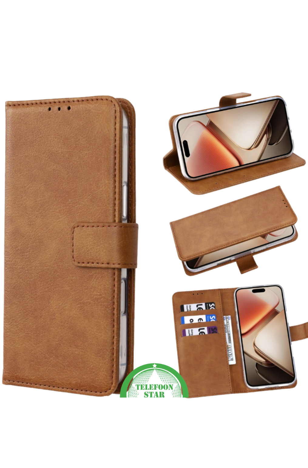 BookCase ProtectCover bruin voor Oppo Reno 14F
