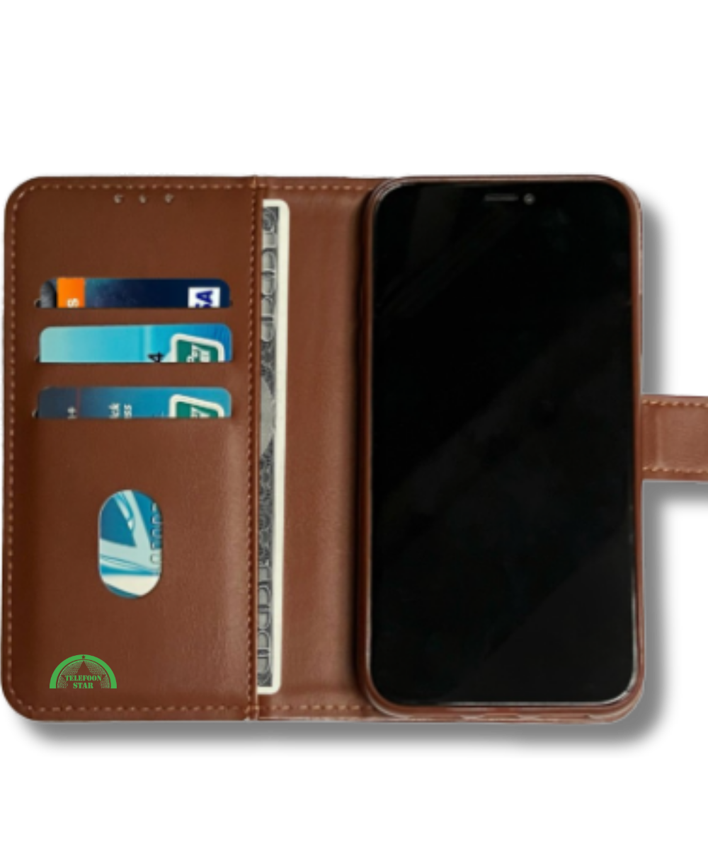 hoesje voor Xiaomi Redmi Note 13 Pro 5G bookcase Bruin SecureFlip Wallet Case