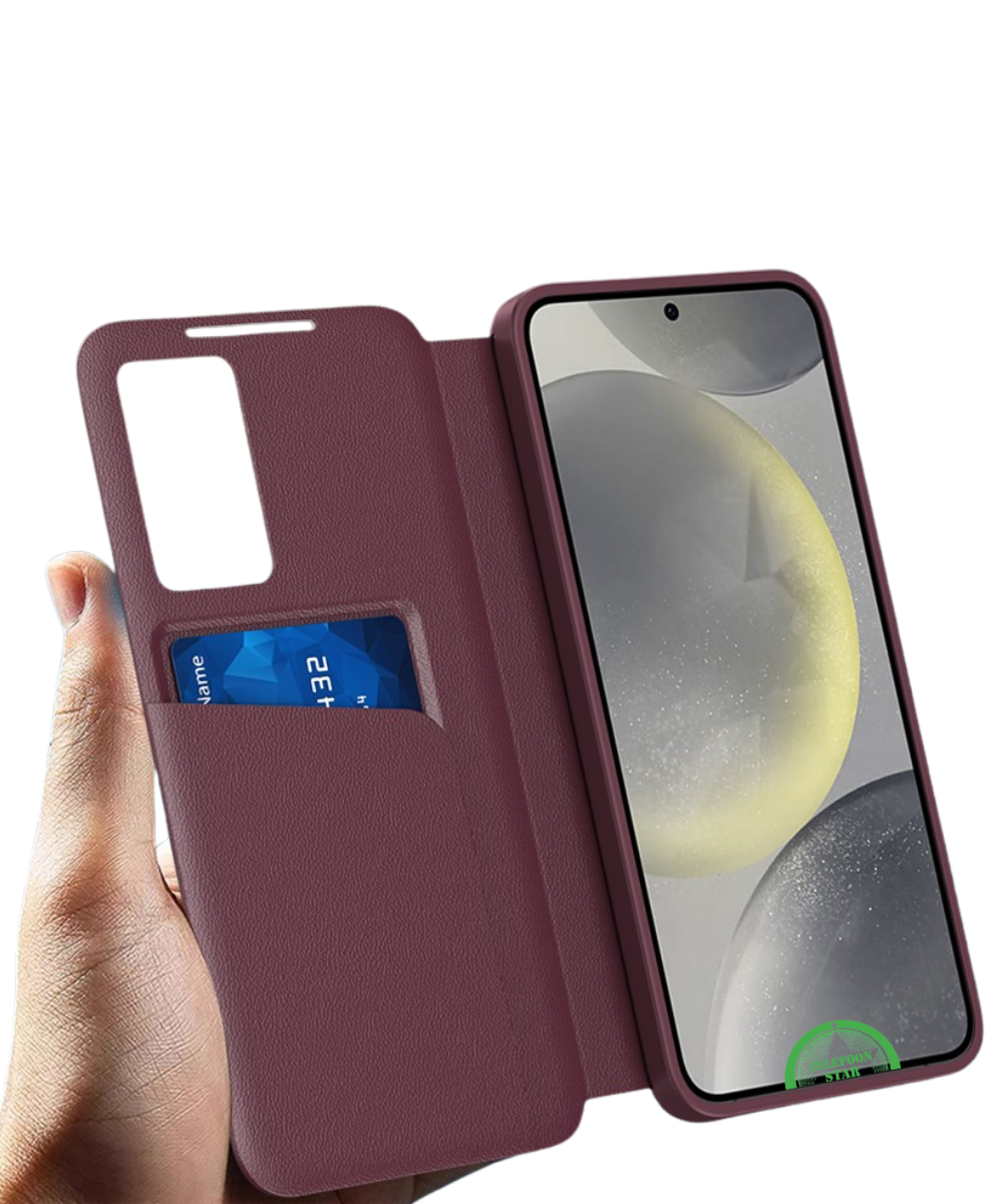Samsung Galaxy S25 Burgundy Prestige Bookcase Hoesje Rood Premium Smart View Case