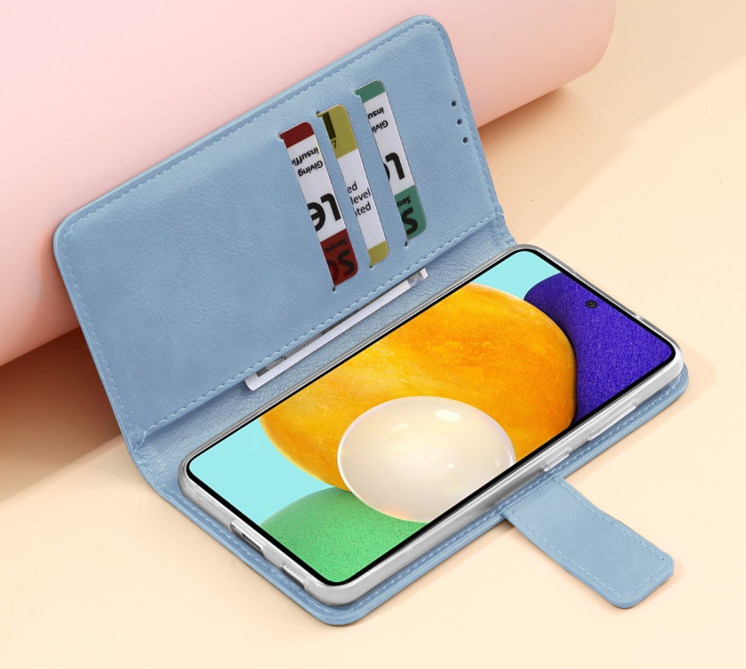 Oppo A80 boek case met Pasjes Licht Blauw