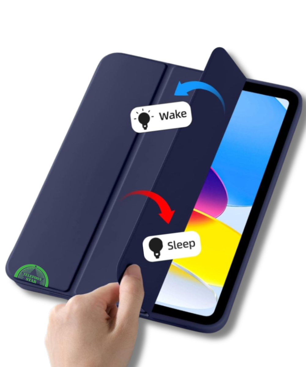 Hoesje voor iPad A16(2025)/iPad 2022 (10.9 inch 10e Gen) - Donker Blauw Silicone Smart Cover Met Pen Slot