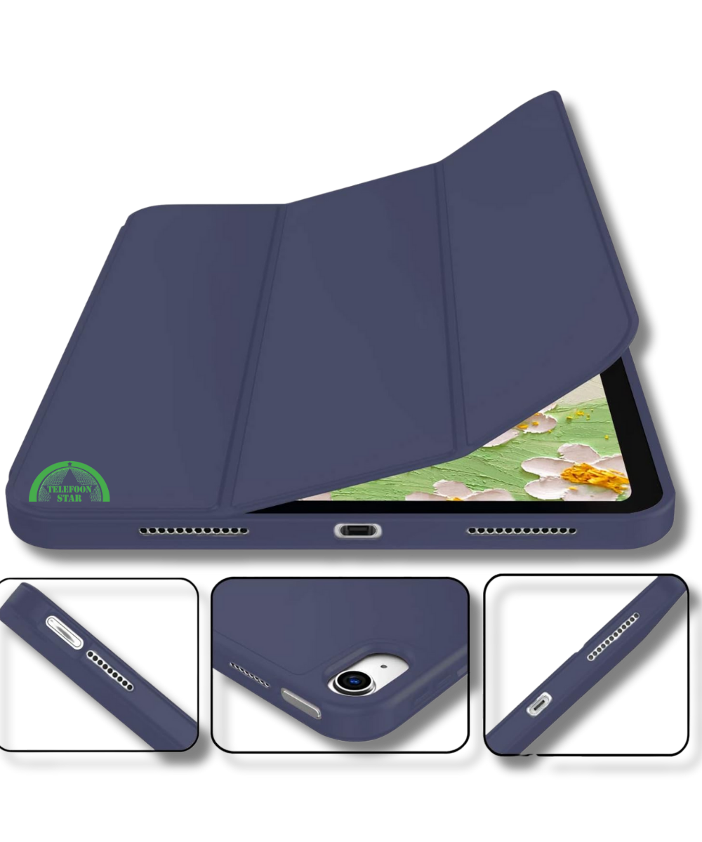 Hoesje voor iPad A16(2025)/iPad 2022 (10.9 inch 10e Gen) - Donker Blauw Silicone Smart Cover Met Pen Slot