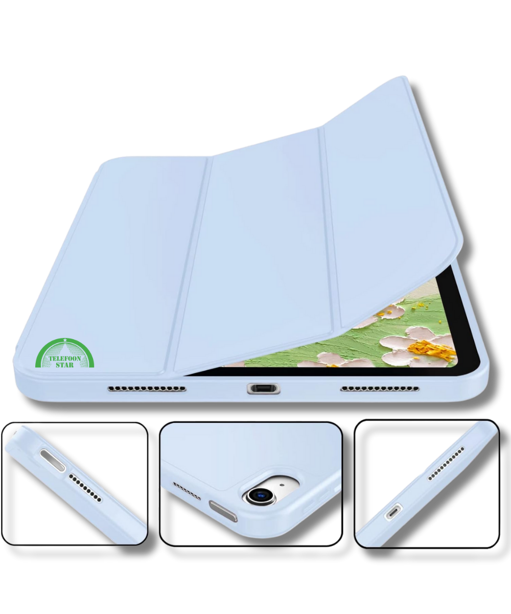 Hoesje voor iPad A16(2025)/iPad 2022 (10.9 inch 10e Gen) Lichtblauw Silicone Smart Cover Met Pen Slot