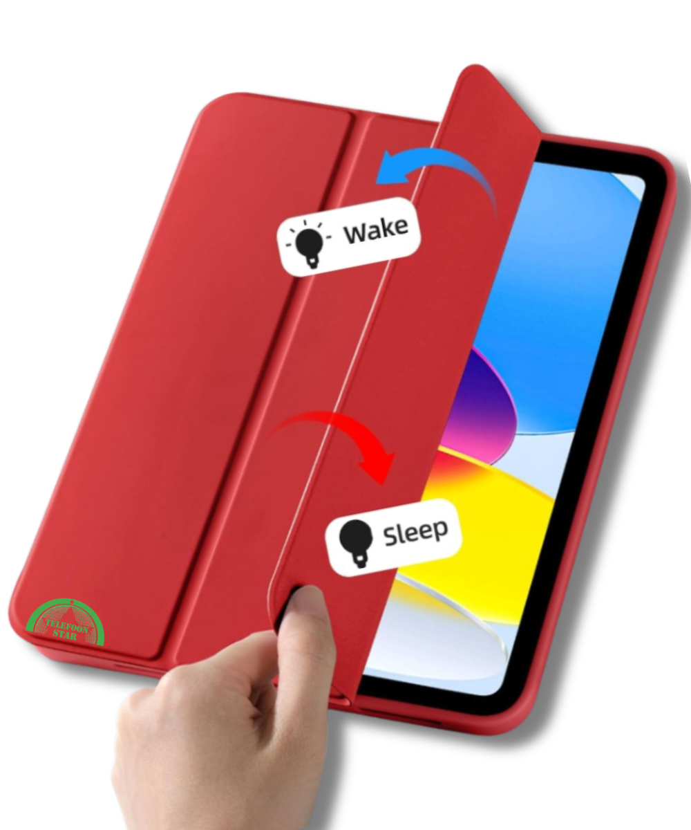 Hoesje voor iPad A16(2025)/iPad 2022 (10.9 inch 10e Gen) Rood Silicone Smart Cover Met Pen Slot