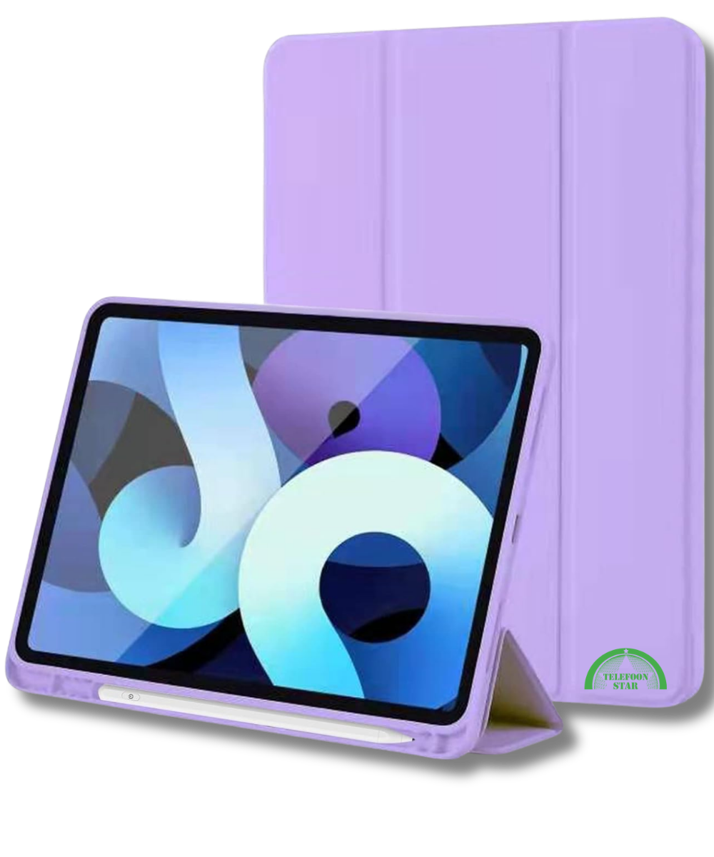 Hoesje voor iPad A16(2025)/iPad 2022 (10.9 inch 10e Gen) Paars Silicone Smart Cover Met Pen Slot