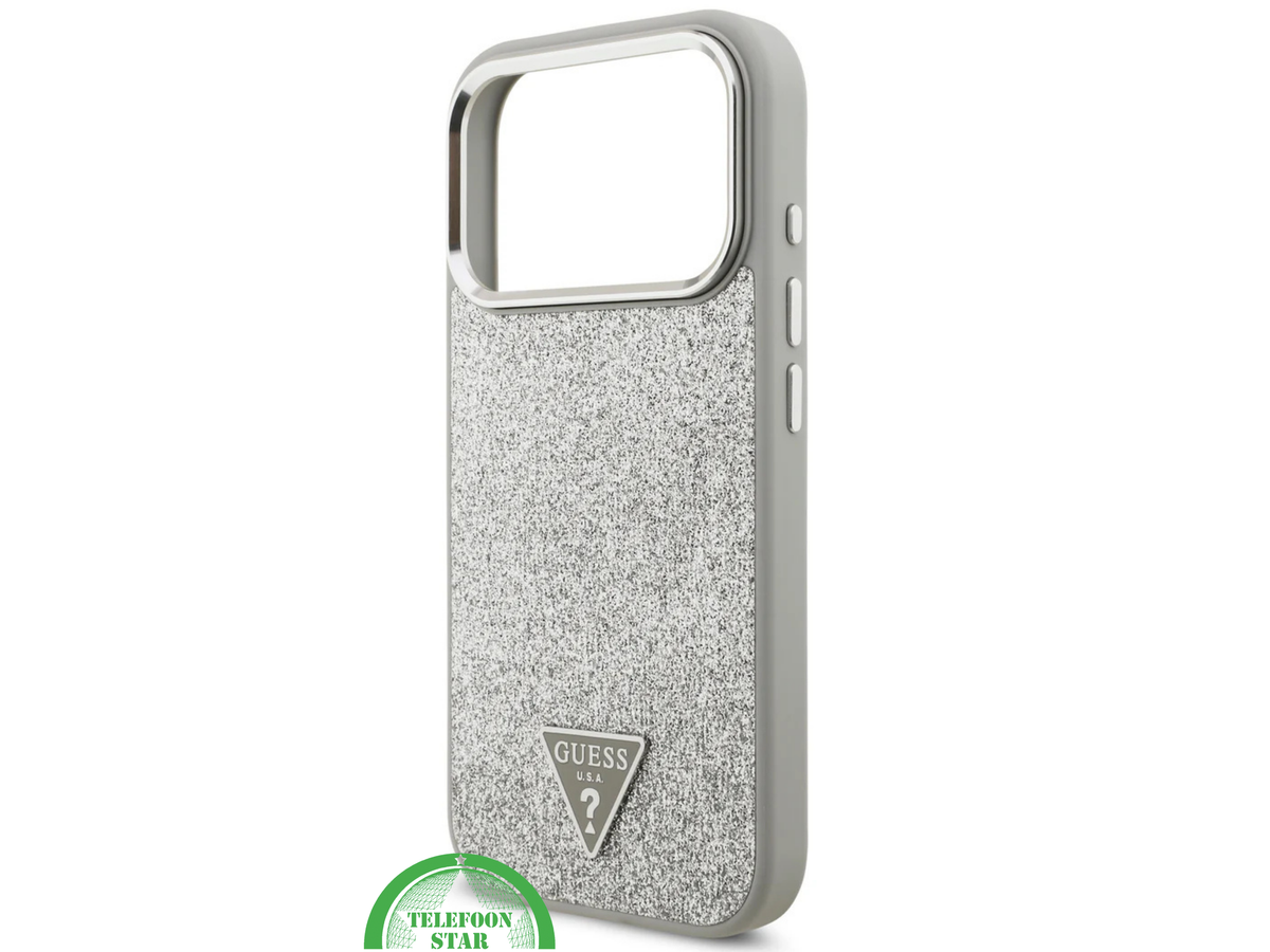 Guess iPhone 17 Pro Max Hoesje met MagSafe – Zilveren Glitter Luxe Bescherming