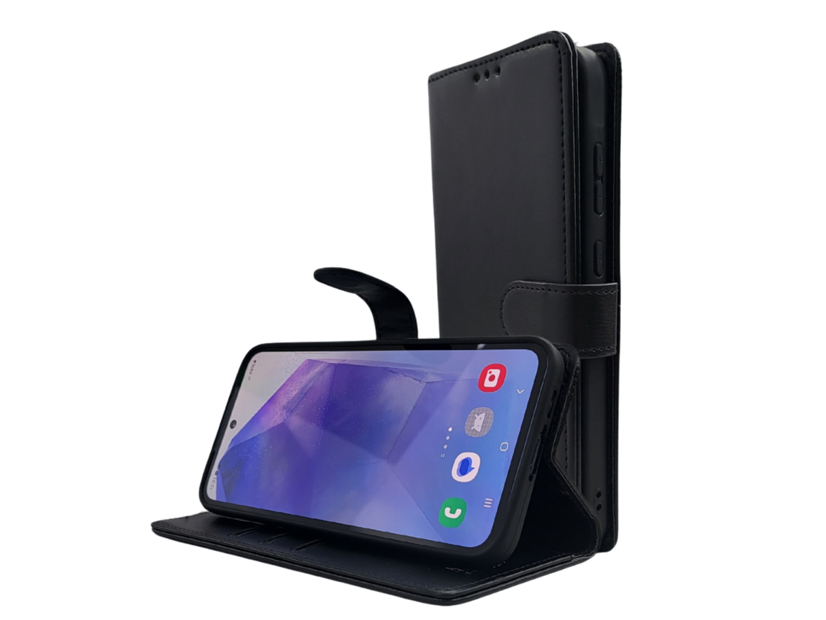 Bookcase Hoesje Samsung Galaxy – Zwart Leerlook met Pasjeshouder