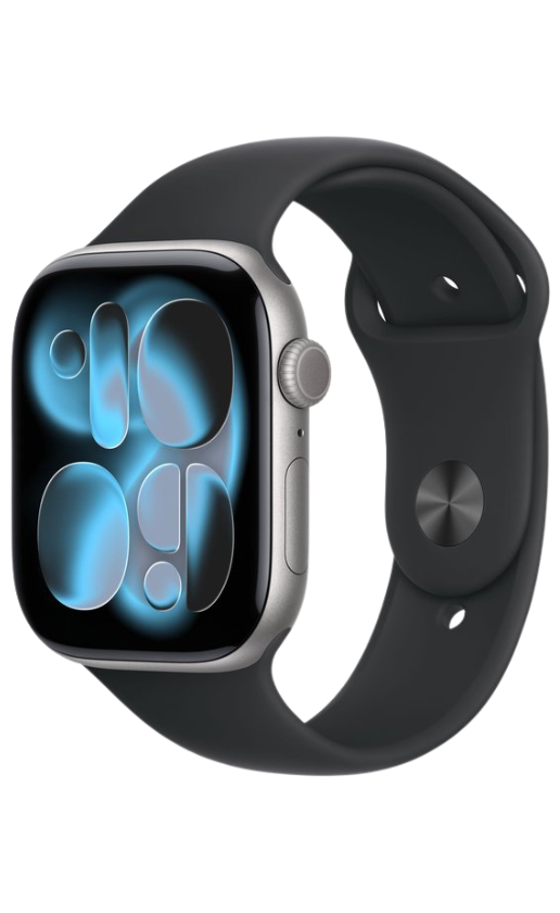 Apple Watch Series 11 42mm Zwart (Zwarte Rubberen Band M/L)