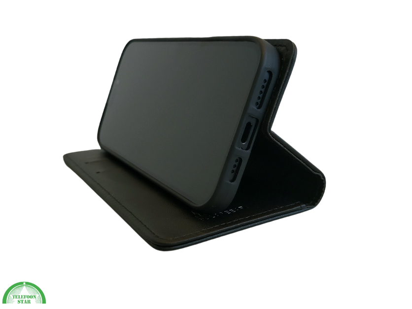 Flip Case Boek Zwart Luxe Leren Klaphoes met 3 Pashouders voor iPhone 16