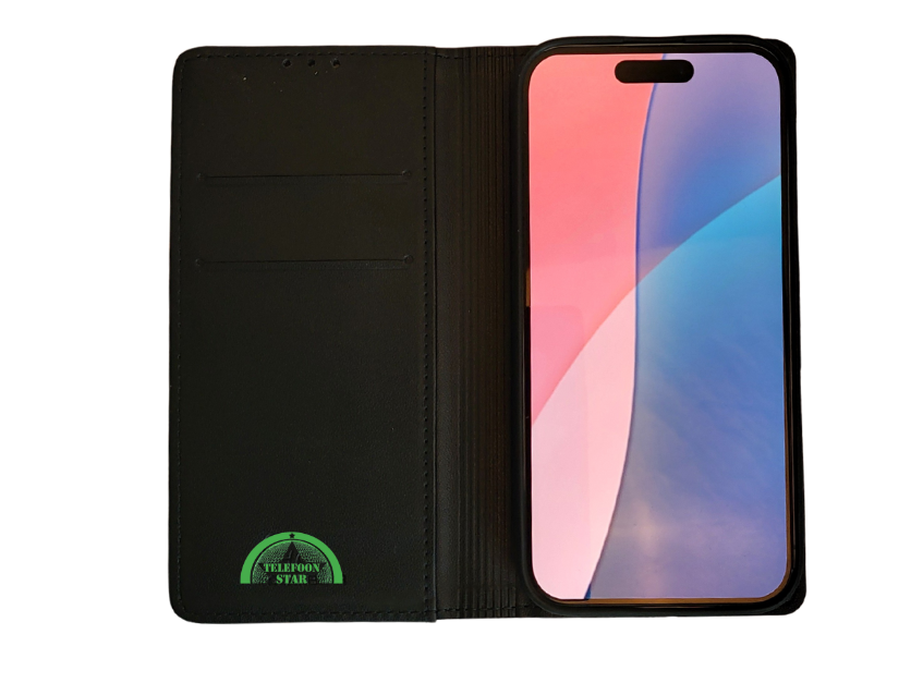 Flip Case Boek Zwart Luxe Klaphoes met 3 Pashouders voor iPhone 16 Plus