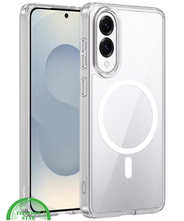 Hoesje voor Samsung S25 Edge Transparant Magneetring, Slank, Sterk & Magnetisch