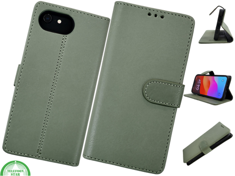Boek case Groen cover iPhone 16E 2025 leer up