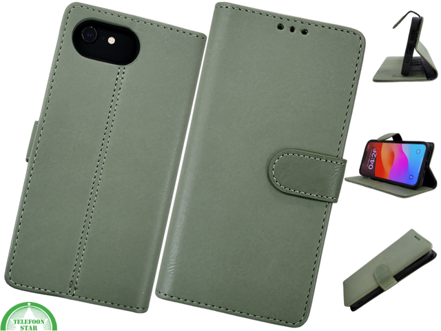 Boek case Groen cover iPhone 16E 2025 leer up