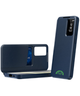Samsung Galaxy S26 Ultra Donker Bluwe Wallet Case Met Smart Window Bescherming