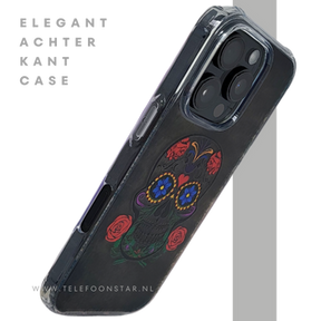 iPhone 16 Pro Hoesje met Skull Design &ndash; Elegante Achterkant Bescherming Telefoonhoesje Transparant &amp; Stevig