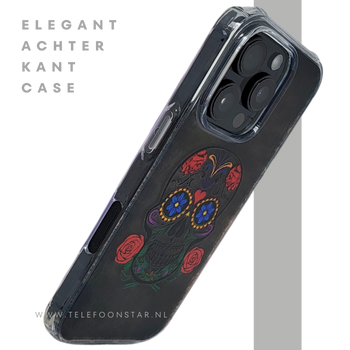 iPhone 16 Pro Hoesje met Skull Design &ndash; Elegante Achterkant Bescherming Telefoonhoesje Transparant &amp; Stevig