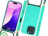 Groen Eco Koord Hoesje &ndash; Duurzaam Siliconen Touwkoord Case Met Draagkoord voor iPhone 16 Pro