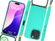 Groen Eco Koord Hoesje &ndash; Duurzaam Siliconen Touwkoord Case Met Draagkoord voor iPhone 16 Pro Max