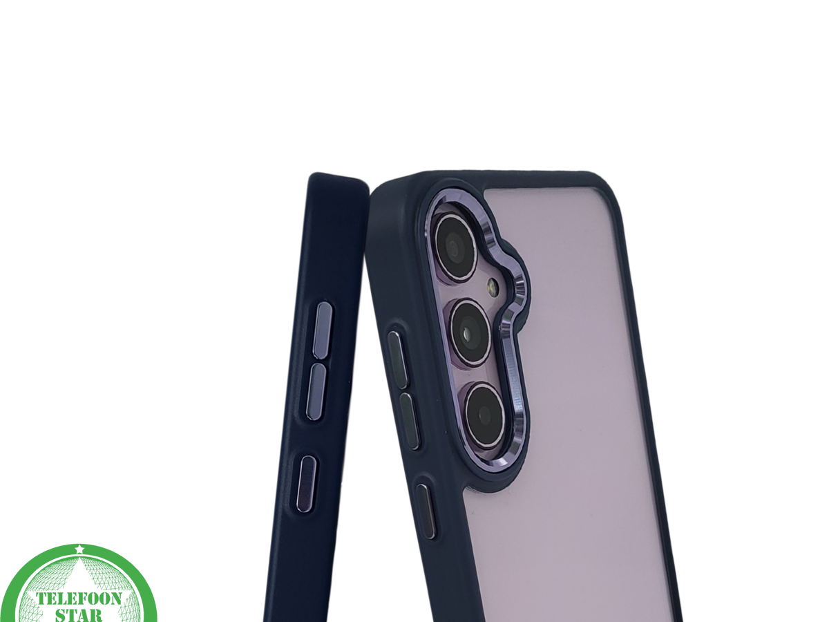 Hoesje voor Samsung A37 Transparant met Blauwe Rand Schokbestendig