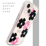 BloomPop Flex Case &ndash; iPhone 13 / 14 Hoesje met Zwarte &amp; Roze Bloemen | Telefoonstar.nl