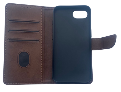 Luxe Boek iPhone 16E (2025)Bruin Leerlook Wallet Case Kaartvakken