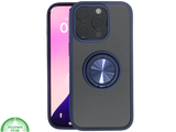 iPhone 16 Pro Donkerblauw Hoesje Met Ringhouder Stevige Rugcover Voor Extra Grip