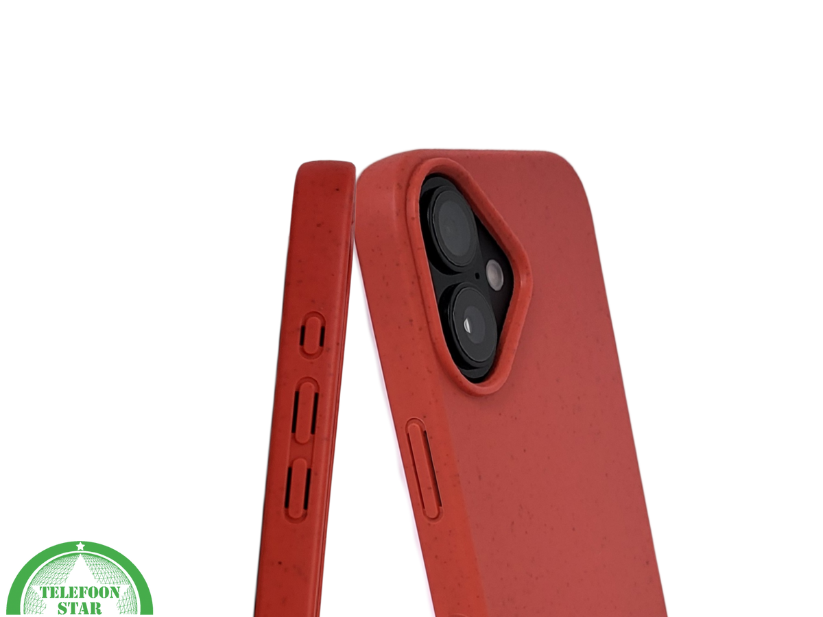iPhone 16 hoesje rood eco-vriendelijk bioplastic schokbestendige cover