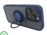 iPhone 16 Pro Donkerblauw Hoesje Met Ringhouder Stevige Rugcover Voor Extra Grip