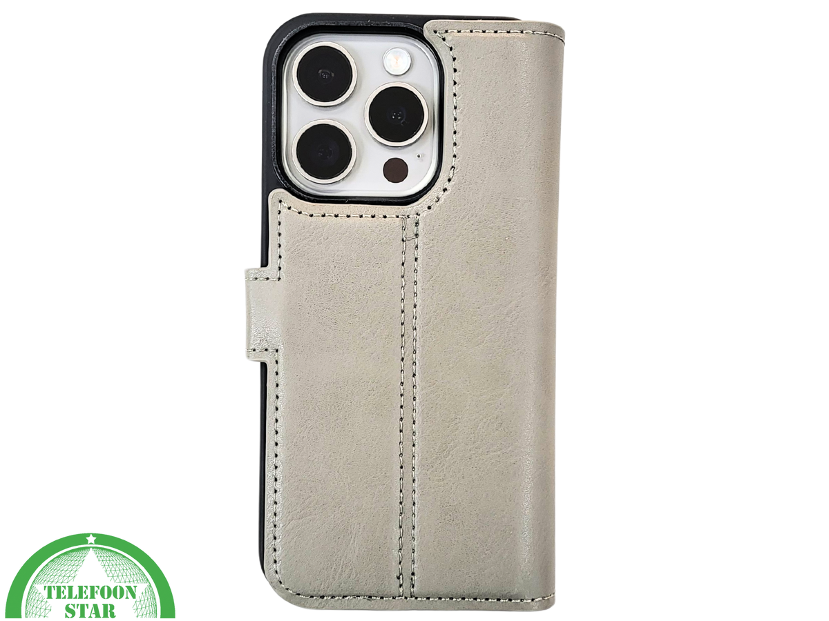 Groen Bookcase Hoesje 2 en 1 iPhone 15 Pro &ndash; Lederen Look &amp; Kaartvak | Telefoonstar.nl