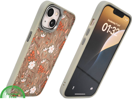 Floral Softcase iPhone 13 / 14 &ndash; Bloemen Hoesje met Groene Rand | Telefoonstar