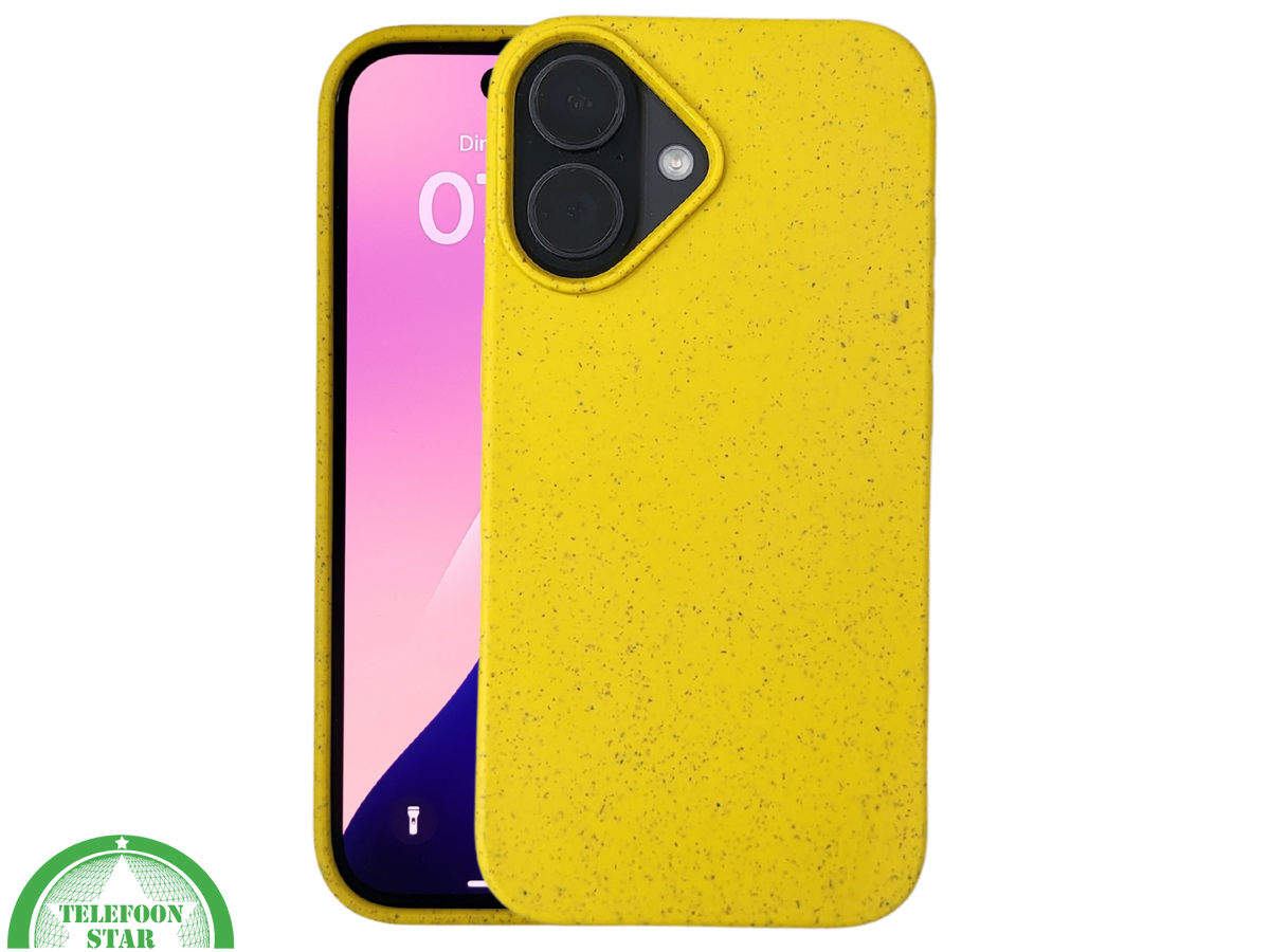 iPhone 16 Plus geel eco vriendelijk bioplastic schokbestendige cover