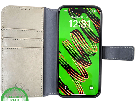 Groen Bookcase Hoesje 2 en 1 iPhone 15 Pro Max&ndash; Lederen Look &amp; Kaartvak | Telefoonstar.nl
