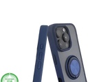 iPhone 16 Pro Donkerblauw Hoesje Met Ringhouder Stevige Rugcover Voor Extra Grip
