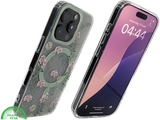 iPhone 16 Pro Transparant Hoesje Met Groene Bloemenprint Elegante Achterkant Bescherming