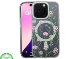 iPhone 16 Pro Transparant Hoesje Met Groene Bloemenprint Elegante Achterkant Bescherming