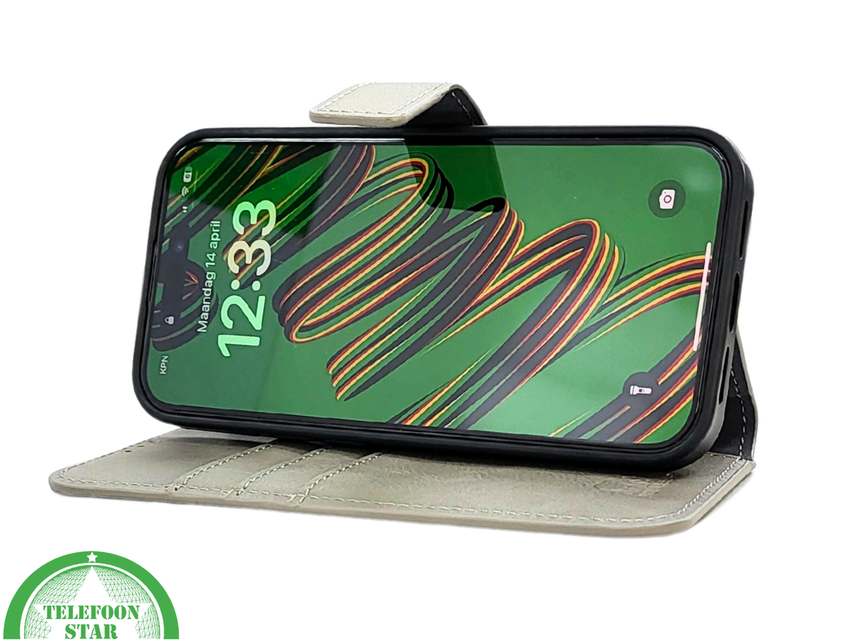 Groen Bookcase Hoesje 2 en 1 iPhone 15 Pro Max&ndash; Lederen Look &amp; Kaartvak | Telefoonstar.nl